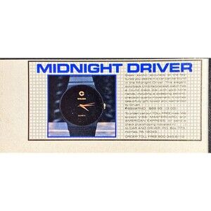 Car & Driver Magazine "Midnight Driver Bracelet Watch" Vintage Print Ad 1989